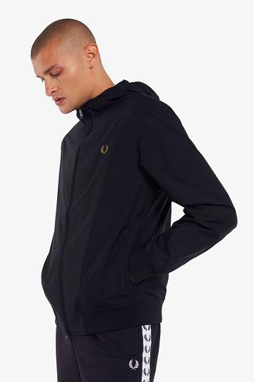 Navy Fred Perry Hooded Brentham Men's Jackets | PH 1193LISH